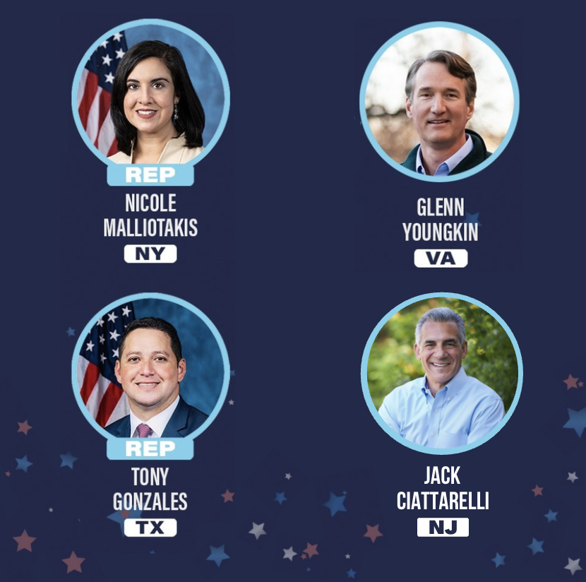 We endorsed 3 candidates for governor. 