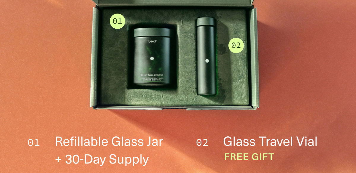 01 Refillable Glass Jar | +30-Day DS-01® Supply | 02 Glass Travel Vial | FREE GIFT
