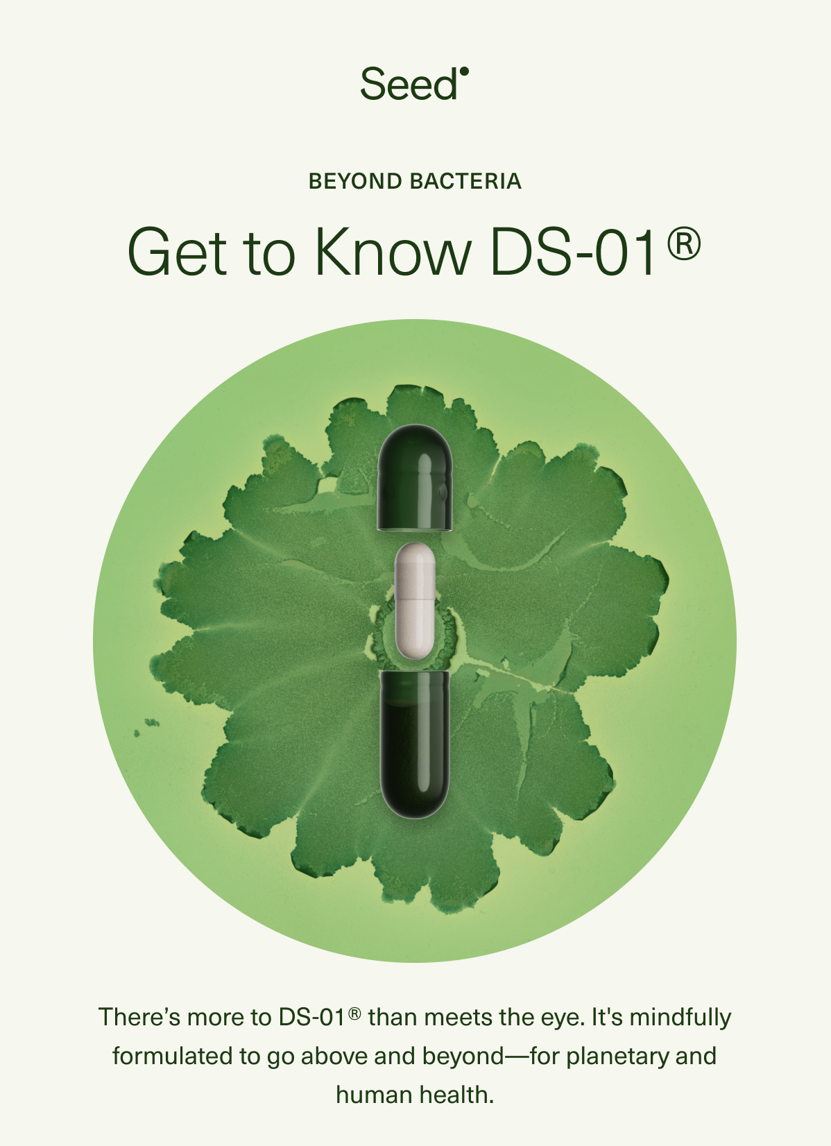 Beyond Bacteria Get to Know DS-01® There’s more to DS-01® than meets the eye. It's mindfully formulated to go above and beyond—for planetary and human health.