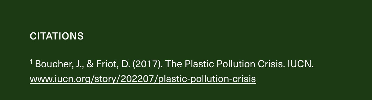 1Boucher, J., & Friot, D. (2017). The Plastic Pollution Crisis. IUCN. https://www.iucn.org/story/202207/plastic-pollution-crisis