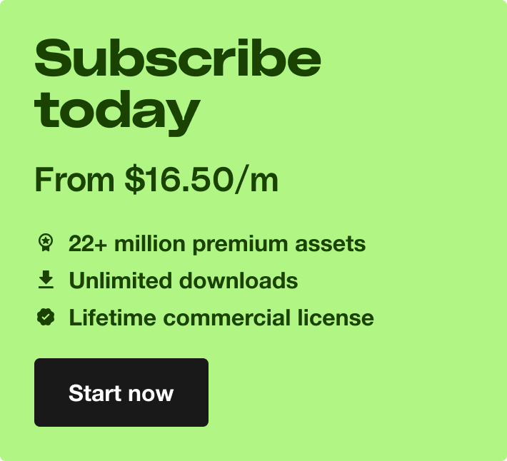Subscribe today. From £12.50/month. 22+ million premium assets. Unlimited downloads. Lifetime commercial license. Start now