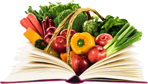 vegetables flowing out of a book