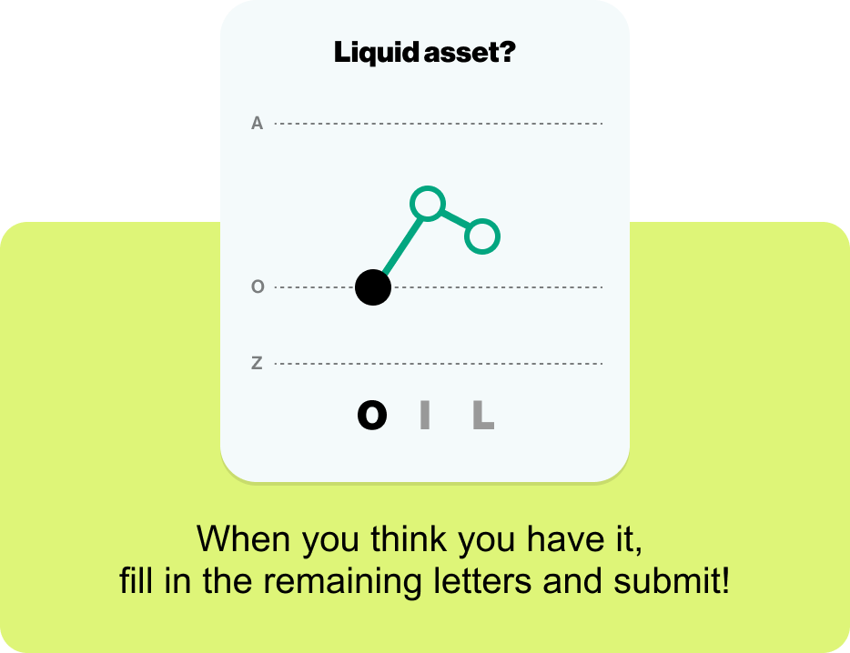 When you think you have it,  fill in the remaining letters and submit!