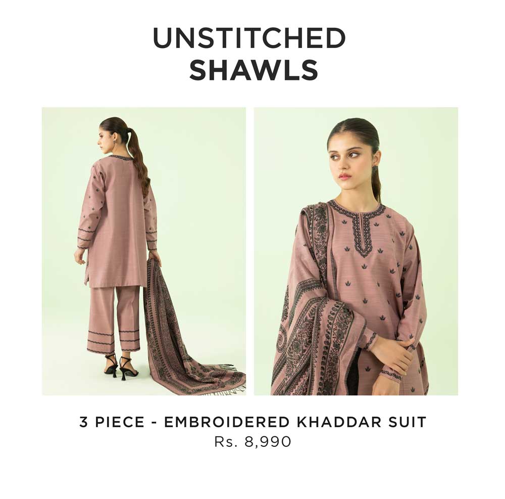 3 PIECE - EMBROIDERED KHADDAR SUIT