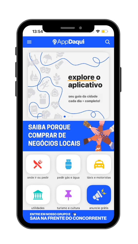 Tela inicial do App de Juína