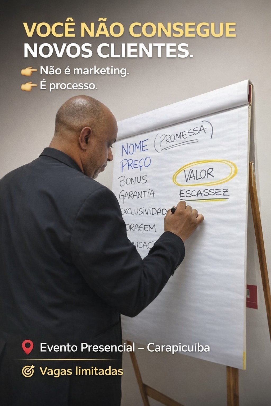 Escrevendo no flipchart