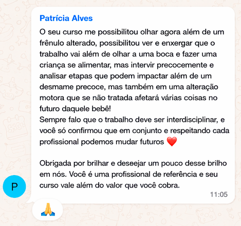 Feedback de fonoaudióloga sobre os encontros ao vivo da Comunidade DDFO