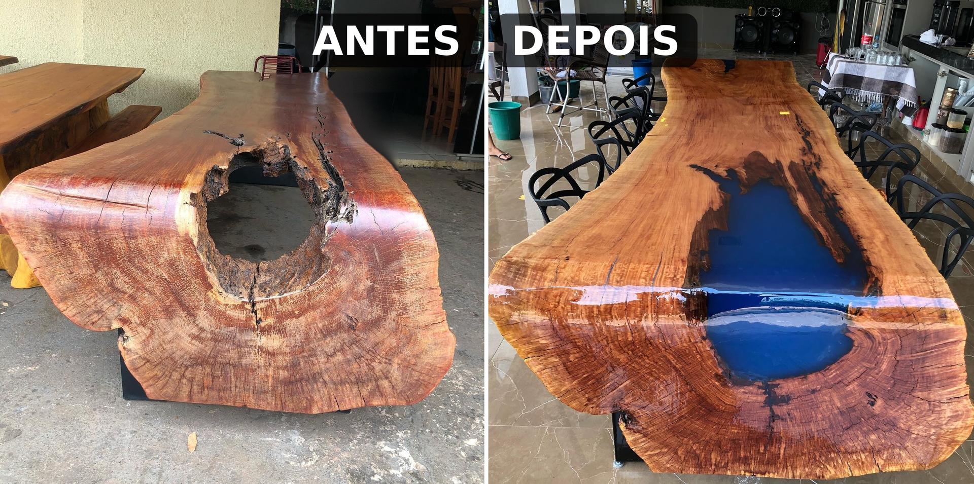 Antes e depois com porcelanato líquido