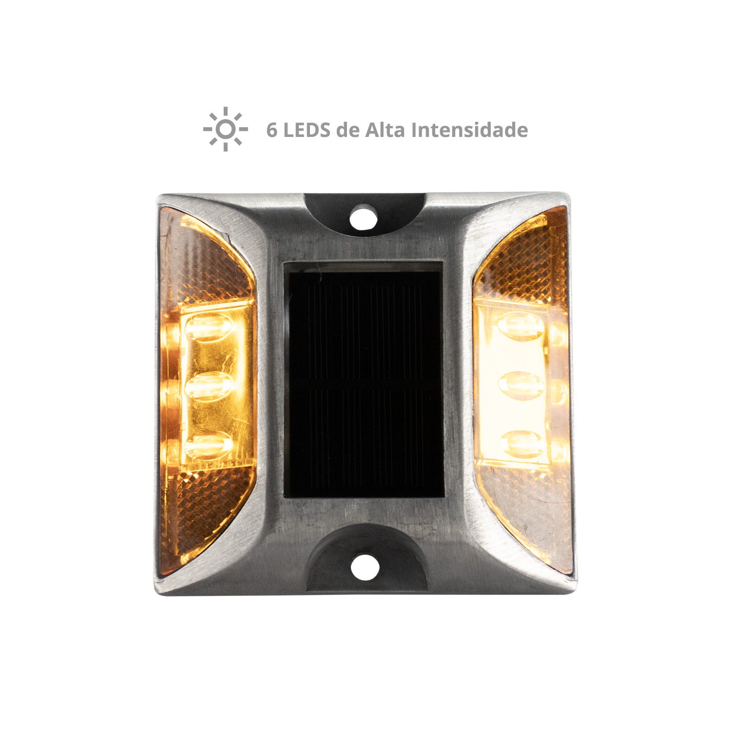 Tachinha Solar 6 LEDS - Branco - 11,5x10,5x2,3cm - Safe Park