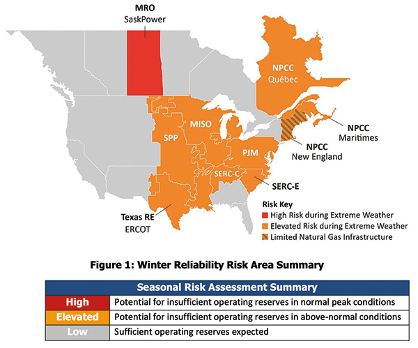 Map of winter energy reliability risk area.