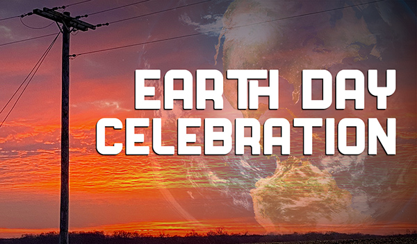 Earth Day Celebration - with overlaid earth and powerline at sunset photos