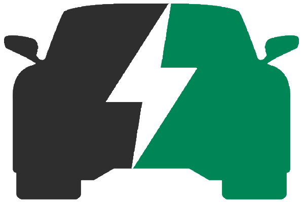 Half-gray, half-green car icon with white lightning bolt in the middle.