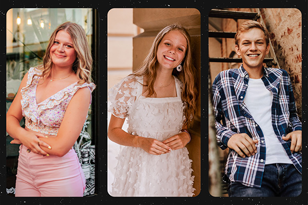 Photo of scholarship recipients: Emilia, Olivia, and Lucas.