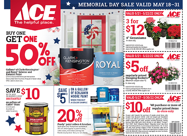 ACE Memorial Day Sale Valid May 18-31