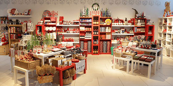 Store filled with holiday decor
