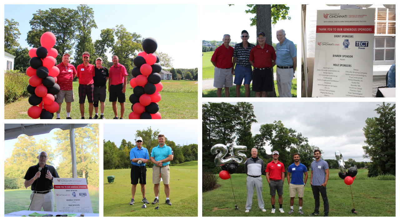 collage of photos from past alumni golf outings