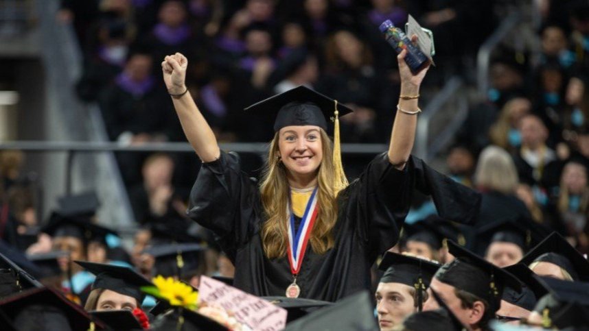 woman celebrating at graduation