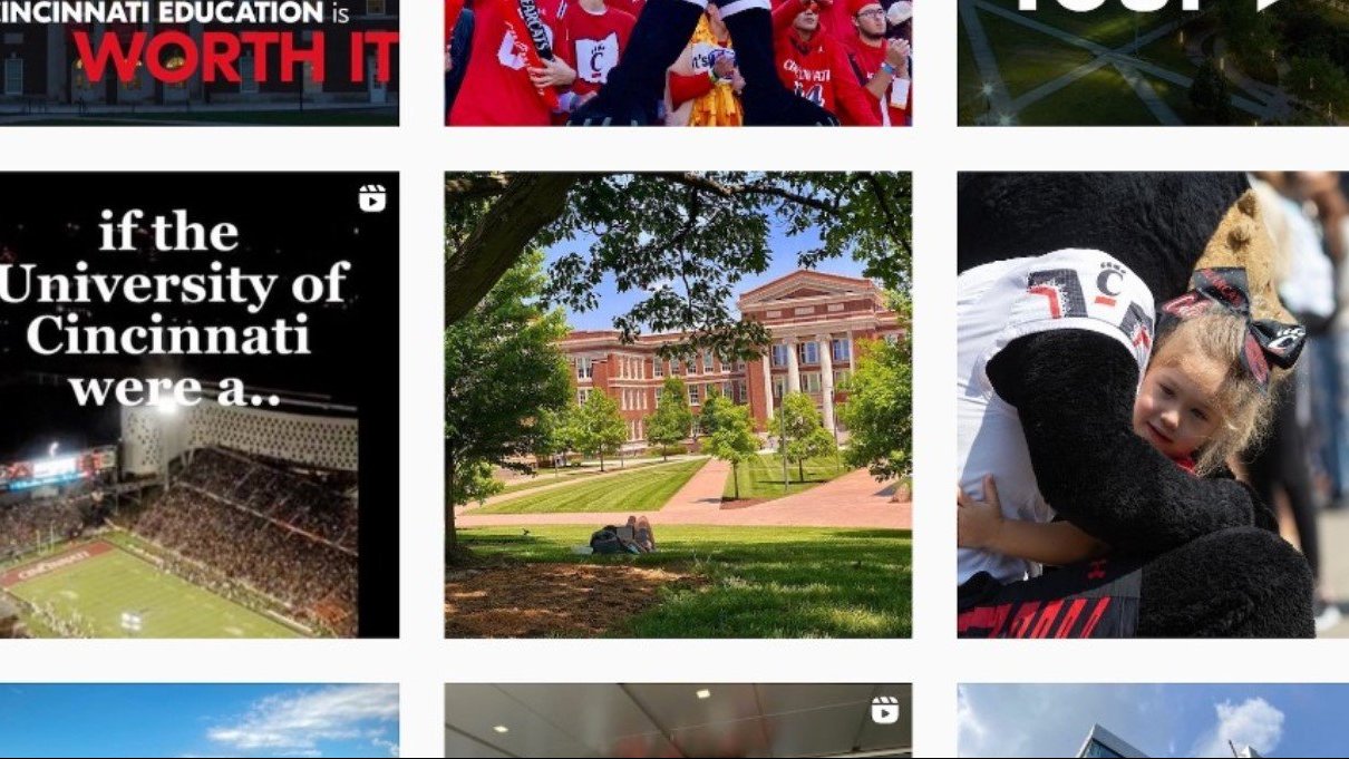 University of Cincinnati social media feed