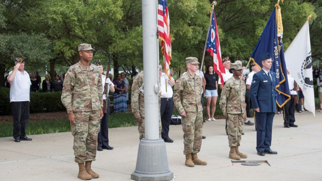 military members during a memorial service