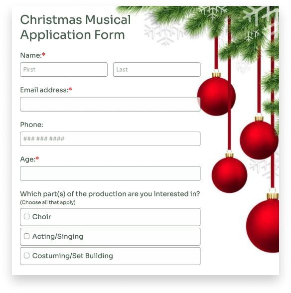 Christmas Musical Application Form