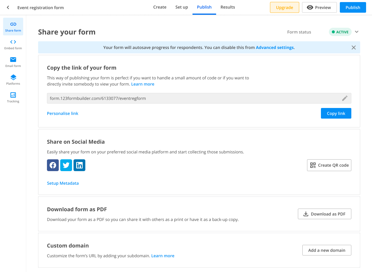Save respondent form progress automatically