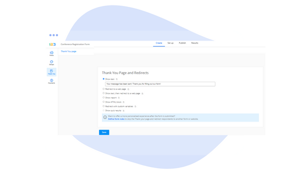 Thank You Page > Create Section