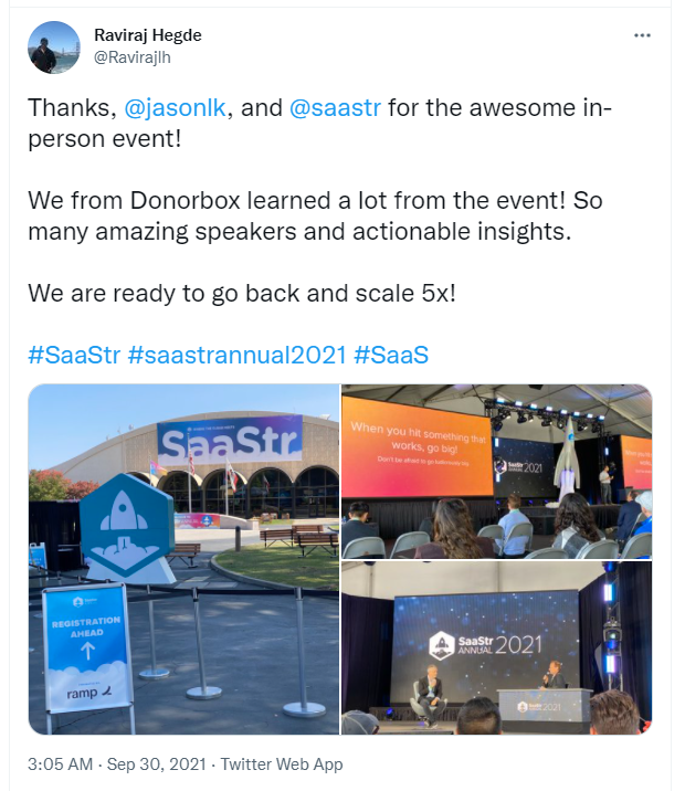 saastr annual attendee testimonial