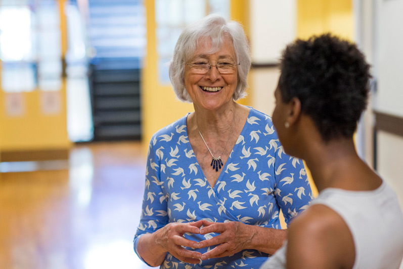Professor Emerita Maria Estela Brisk speaks with 