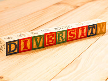 Play blocks spelling out the word Diversity 