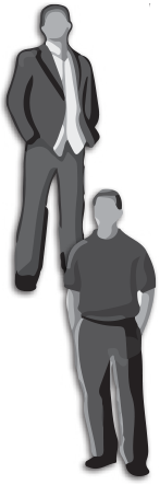 Two icons of men wearing business casual outfits