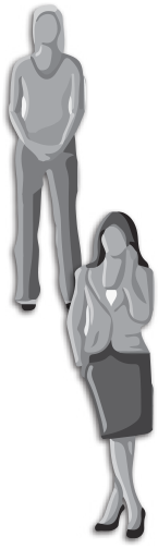 Two icons of women wearing smart casual outfits