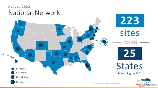 HealthySteps is in 211 sites across 25 states, Washington, D.C., and Puerto Rico.