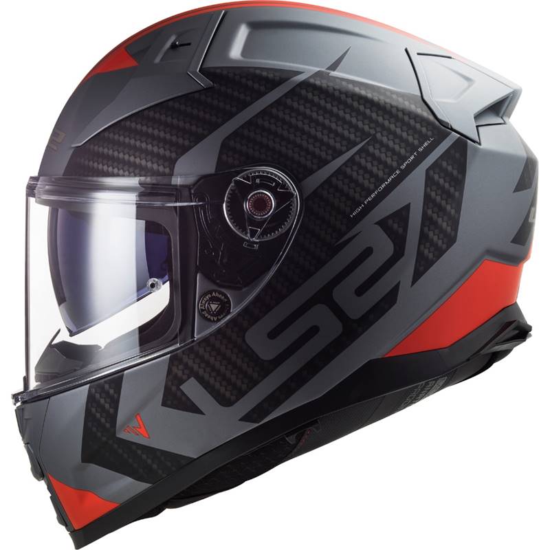 Capacete LS2 Vector 2 FF811 Splitter - Cinza/Vermelho Fosco