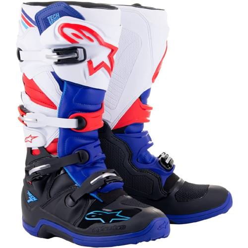 Bota Alpinestars Tech 7 Preto/Branco/Azul/Vermelho