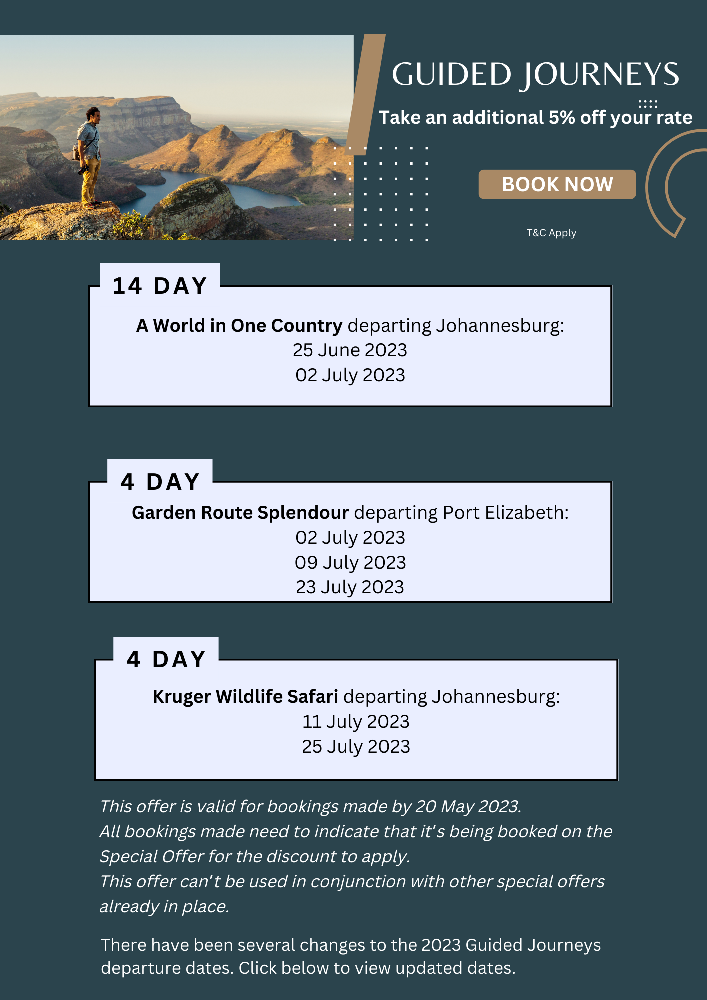 Take an extra 5% off escorted touring!