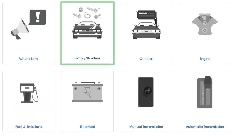 New DeLorean Website Section: Simply Stainless