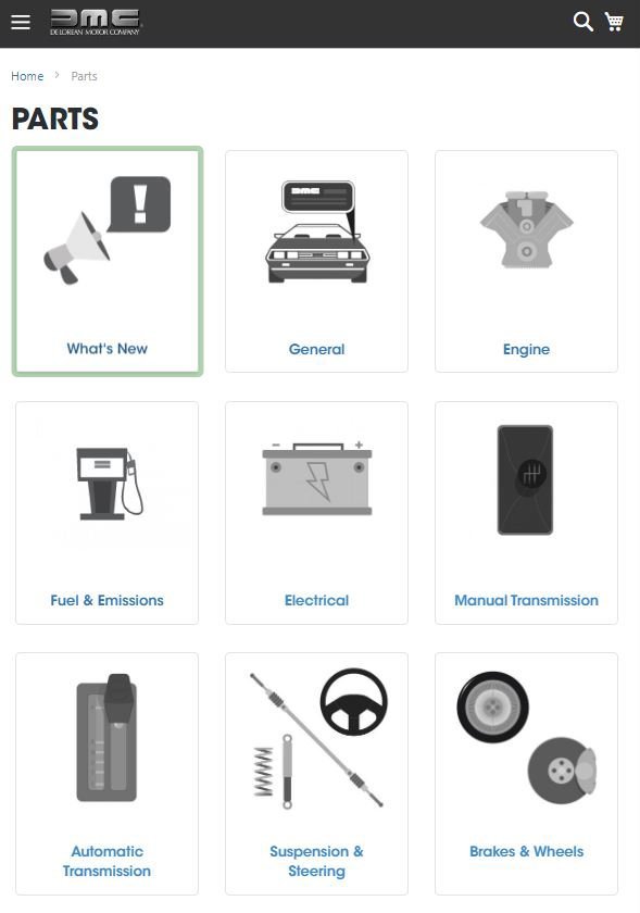 New DeLorean Parts Section!