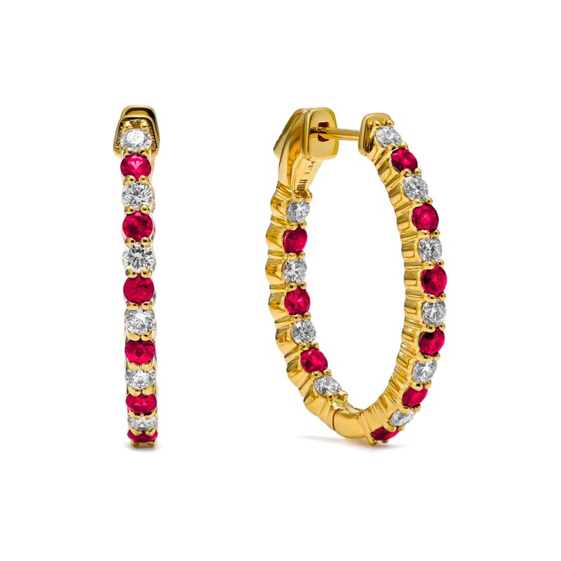 Ellipse Ruby Hoop Earrings