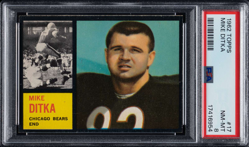 1962 Topps Football #17 Mike Ditka Rookie PSA NM-MT 8