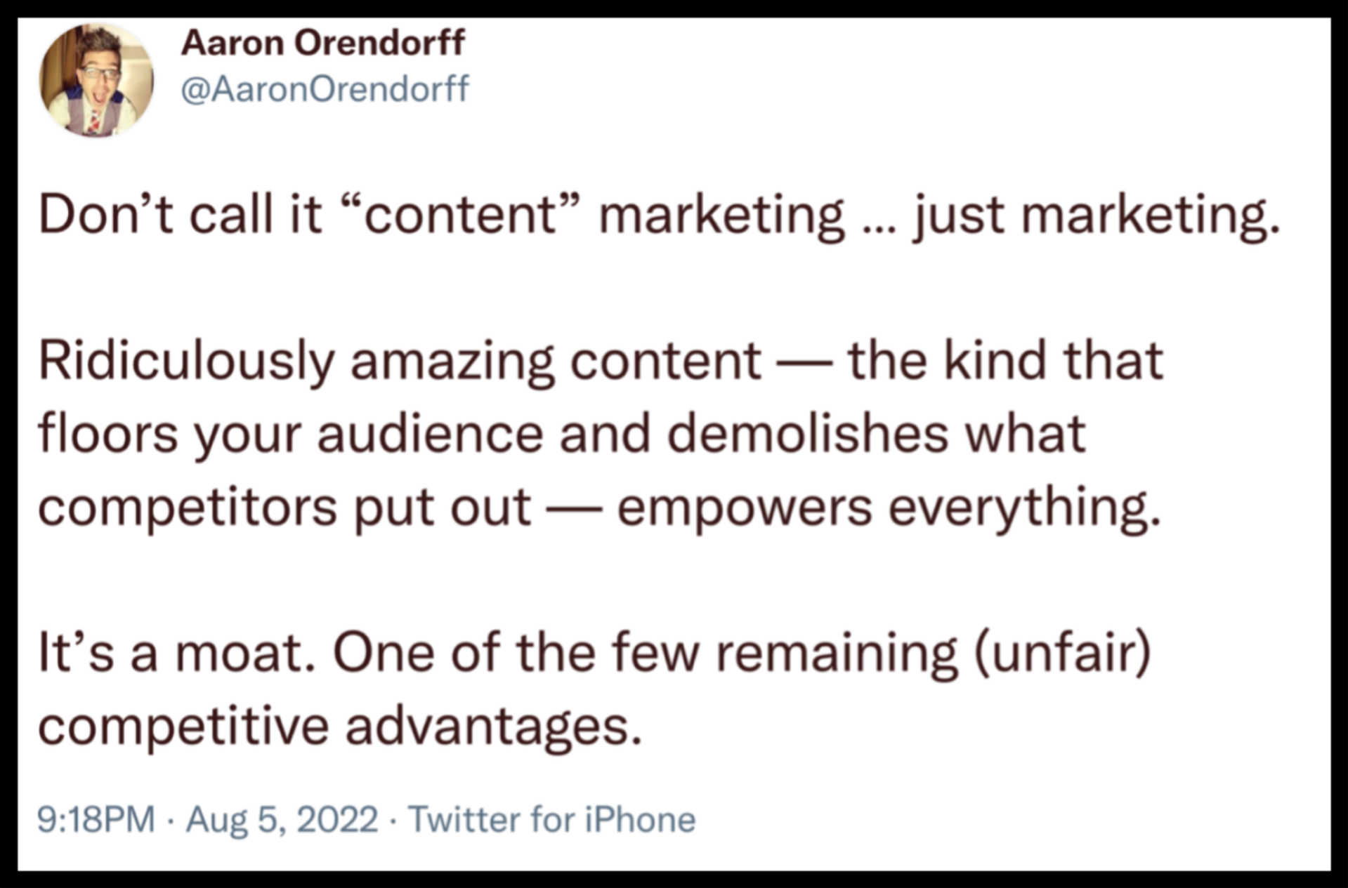Tweet on content marketing