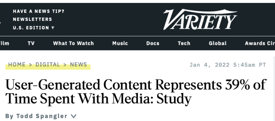 Headline: User-generated content represents 39% of time spent with media