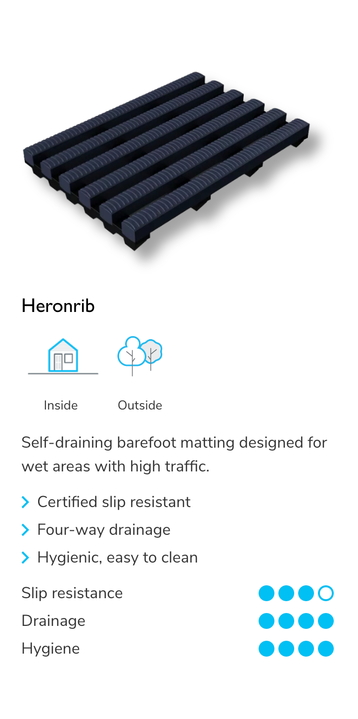 A render of Plastex's Heronrib matting.