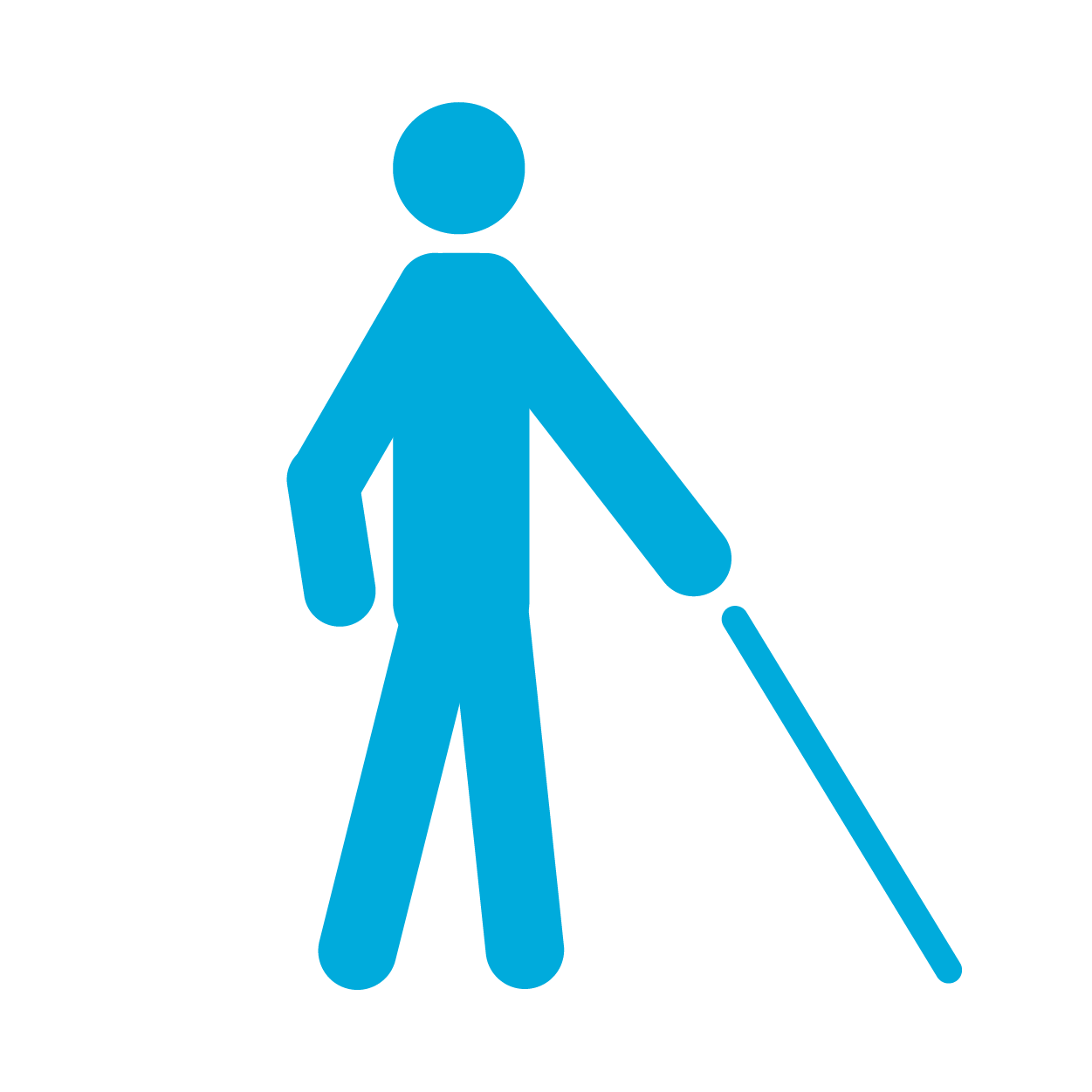 An icon of a person using a walking stick.