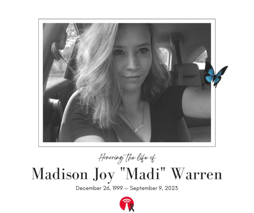 Honoring the life of Madison Joy ''Madi'' Warren - December 26, 1999 - Sep 9, 2023