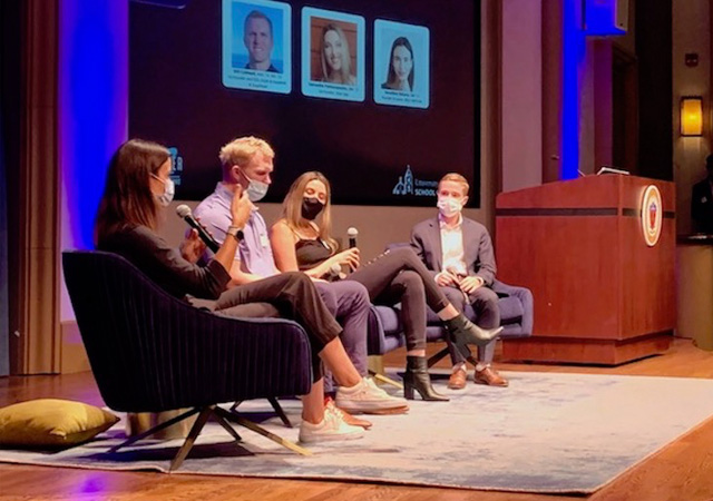 Image of alumni participants of the ULEC on the IPJ theatre stage