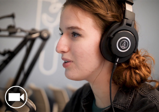 Image of Lily Yates working on the PATH Forward podcast