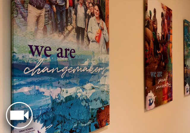 Image of murals on display in the Kroc IPJ