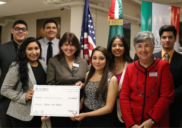 Cynthia Villis with a group of students and administrators