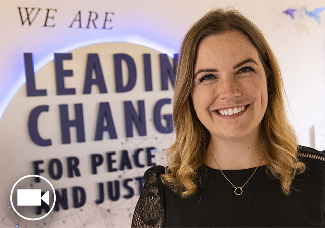 Image of double alumna Alexandra Steinhaus in the Kroc IPJ
