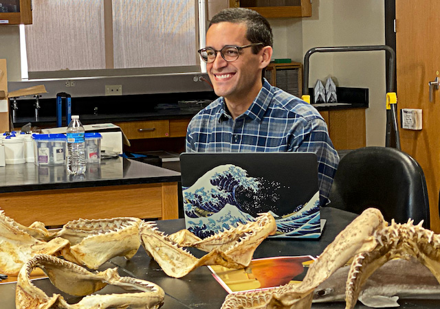 Andrew Nosal in lab research room